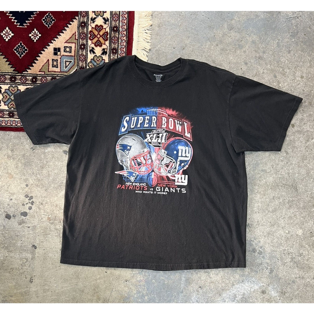 Reebok T Shirt Super Bowl 42 Patriots New York Giants XLII Shirt Mens 2XL 2008